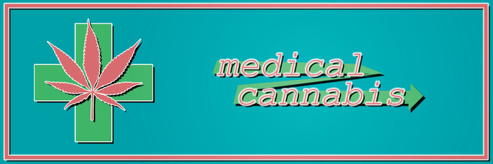 medical cannabis leaf on a blue background Toned