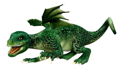 3D Rendering Fairy Tale Dragon on White