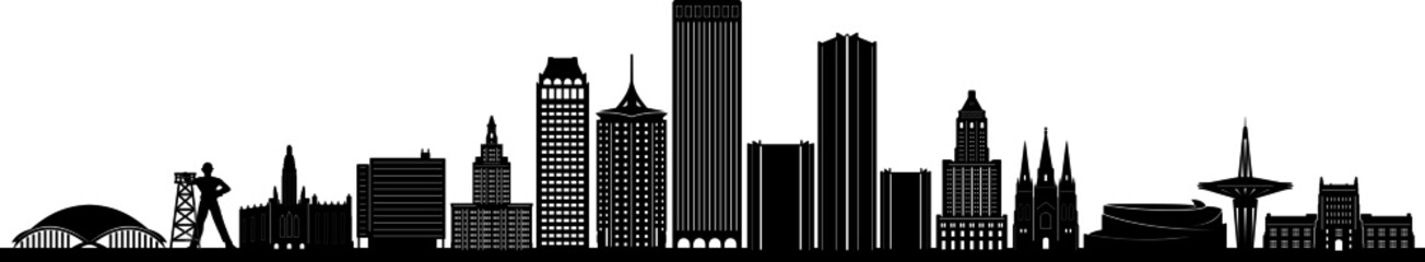 TULSA City Oklahoma Skyline Silhouette Cityscape Vector