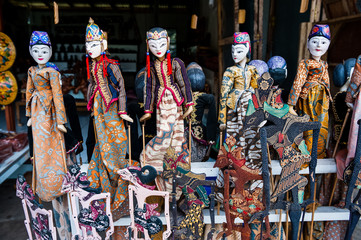 Balinese Puppets for sale on a Market Stall, Besakih Temple, Bali