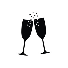 champagne icon. wine glass icon 