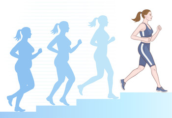 Fototapeta premium Lose weight while running. A young girl is running. Overweight. Sport.