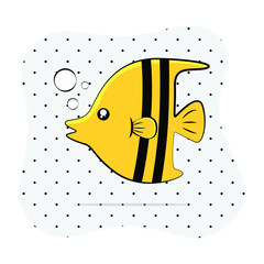 vector of cute cartoon sea fish.