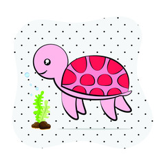 vector of cute cartoon turtle.