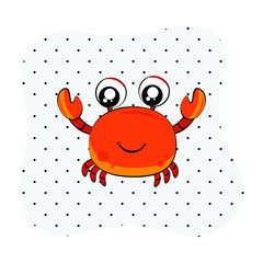 vector of cute cartoon crab. seafood.