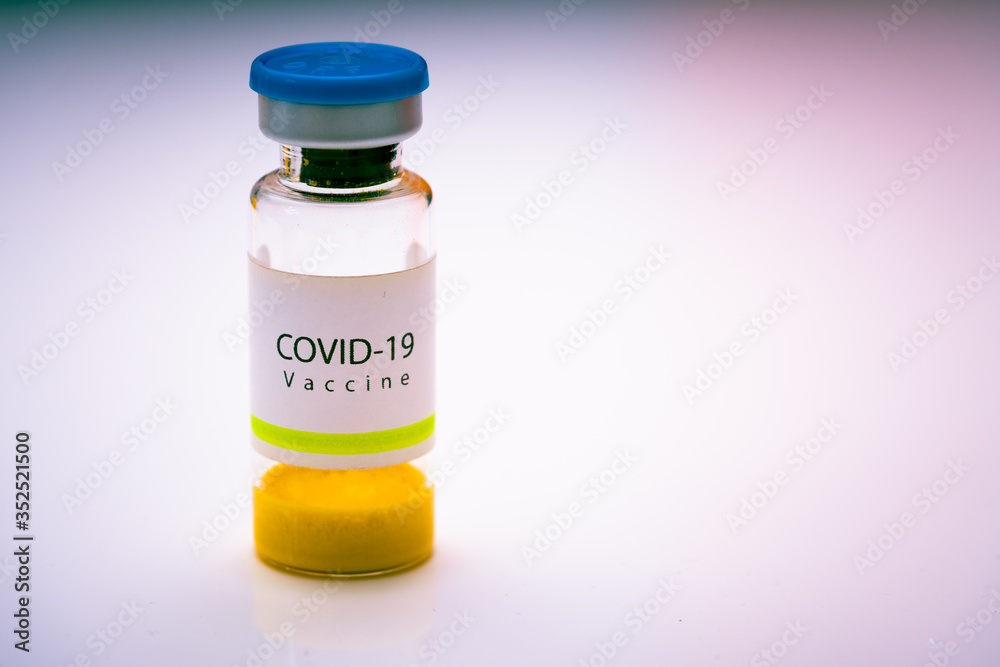 Wall mural Coronavirus Vaccine. For prevention, immunization and treatment from corona virus infection novel coronavirus disease 2019, COVID- 19, nCoV 2019