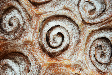 homemade cake. cake with cinnamon and powdered sugar. delicious dessert.