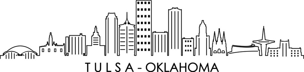 TULSA City Oklahoma Skyline Silhouette Cityscape Vector