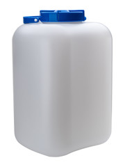 round plastic white can with blue lid for kitchen