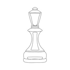 Chess piece line art of black outline figures isolated on white background in flat style. Chess game icon for chess apps and websites. Vector stock illustration