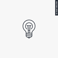 Light bulb, linear style sign for mobile concept and web design