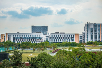 Stylized altered generic corporate modern office building