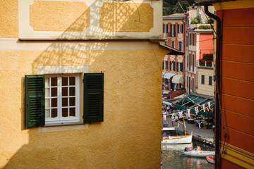 Portofino, an Italian fishing village, Genoa province, Italy. A vacation resort with a picturesque harbour and with celebrity and artistic visitors.