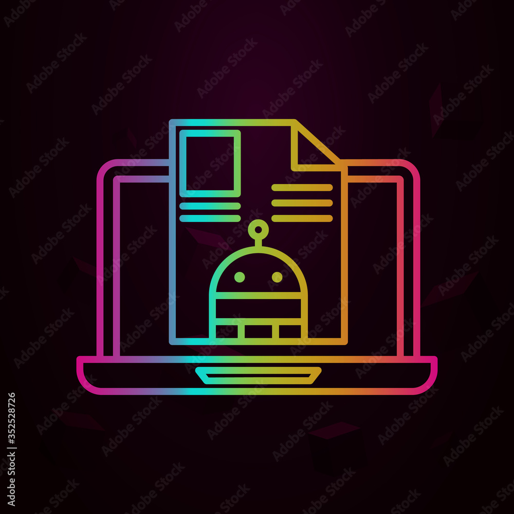 Poster laptop nolan icon simple thin line, outline vector of robotics engineering icons for ui and ux, webs