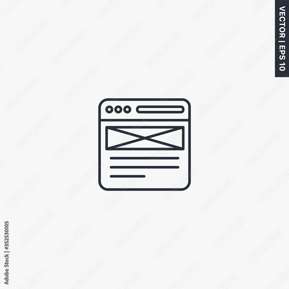 Poster website prototype, linear style sign for mobile concept and web design