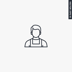 Worker, linear style sign for mobile concept and web design