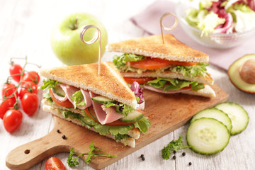 club sandwich with fresh vegetable