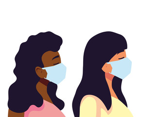 Women with masks vector design