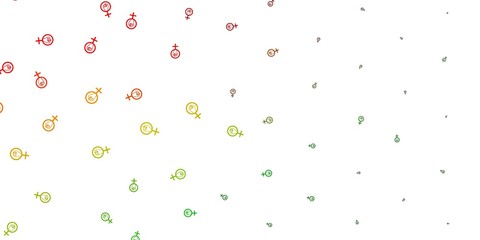 Light Green, Red vector texture with women's rights symbols.