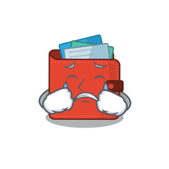 Caricature design of card wallet having a sad face