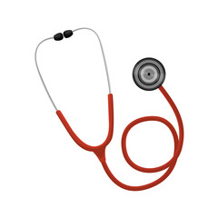 Cartoon red medical stethoscope