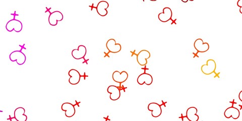 Light Pink, Yellow vector texture with women's rights symbols.