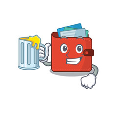 A cartoon concept of card wallet with a glass of beer