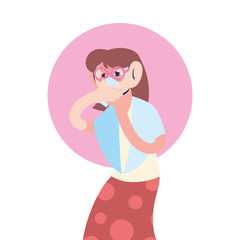 young woman with virus symptoms