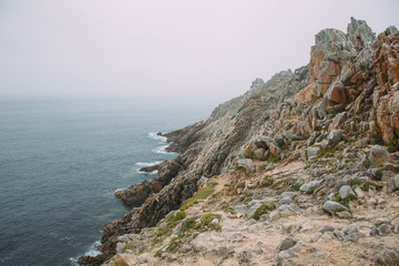 Dramatic landscape of Pointe du Raz in Brittany France