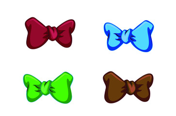 Bow-tie Colorful Icons Set on White Background.
