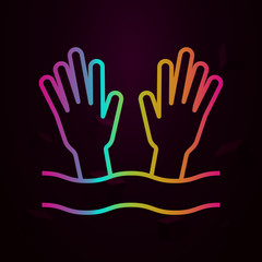 Hands drowning man nolan icon Simple thin line, outline vector of Swimming poll icons for ui and ux, website or mobile application