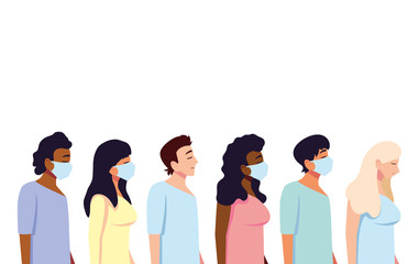 Fototapeta premium People with medical masks vector design