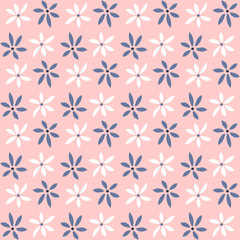 Simple seamless pattern with flowers. Girly floral print. Vector illustration.