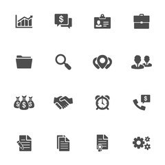 Bussines and office flat icons in gray
