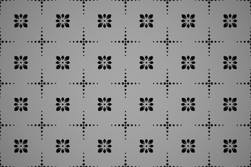 Flower geometric pattern. Seamless vector background. Black and grey ornament. Ornament for fabric, wallpaper, packaging. Decorative print