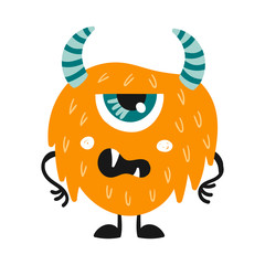 Cute isolated monster on a white background.