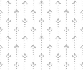 Flower geometric pattern. Seamless vector background. White and grey ornament.