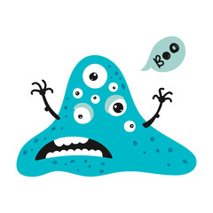 Cute isolated monster on a white background.