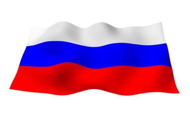 Waving flag of the Russian Federation. The National. State symbol of the Russia. 3D illustration