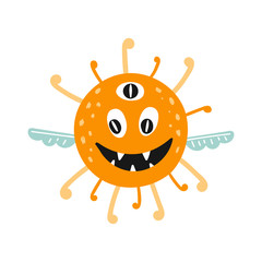 Cute isolated monster on a white background.