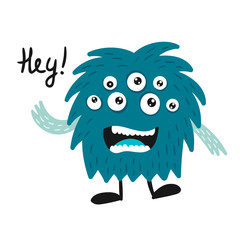 Cute isolated monster on a white background.