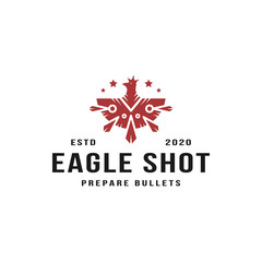 Fototapeta na wymiar Modern Vintage Logo Design Template Premium Vector of Eagle Shot or Military War Bullet Symbol