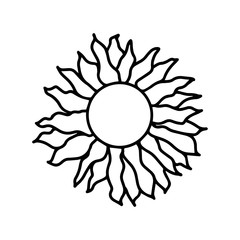 Cute hand drawn doodle slavic sun icon. Isolated on white background. Vector stock illustration.