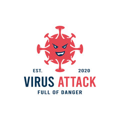 Modern Creative Logo Design Graphic Premium Vector of Corona Virus / 2019-cov symbol Vector with Shape Element