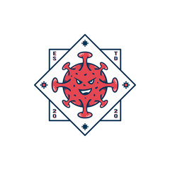 Modern Creative Logo Design Graphic Premium Vector of Corona Virus / 2019-cov symbol Vector with Shape Element