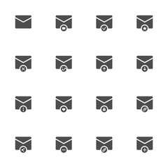 Mail operations  flat icons in gray