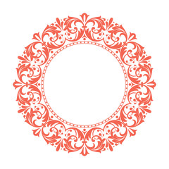 Decorative frame Elegant vector element for design in Eastern style, place for text. Floral pink border. Lace illustration for invitations and greeting cards