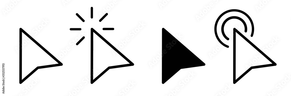 Poster Cursor icons set design. Mouse Arrow Icon collection. Computer mouse click pointer cursor arrow.Vector icon