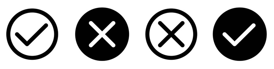 Obraz premium Tick and cross set. Set of cross and checkmark. Checkmark cross vector icons.X black mark set.Cross sign graphic symbol.