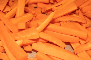 Orange carrot's pieces close up